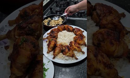 Mangal lezzetinde fırında tavuk bademli pilav sunumuyla #food #yemektarifleri #bademlipilav#youtube