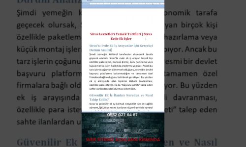 Sivas Lezzetleri Yemek Tarifleri | Sivas Evde Ek İşler